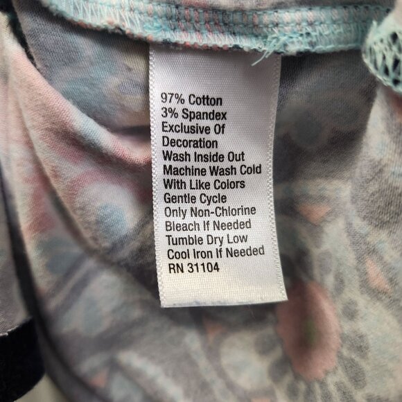 Crown & Ivy Women's M Blue Floral Bell Sleeve Pullover Knit Top - Picture 5 of 8